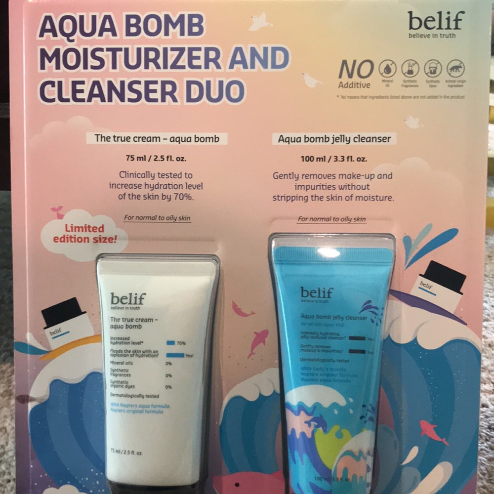 Belif Aqua Bomb cleanser and moisturizer